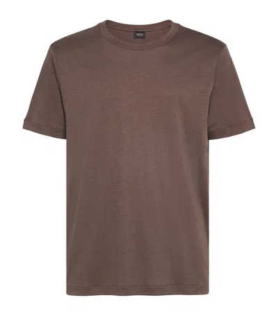 Zimmerli Sea Island Cotton Long-sleeve Pyjama T-shirt In Brown