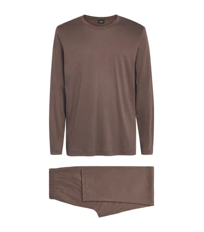 Zimmerli Sea Island Cotton Pyjama Bottoms In Brown
