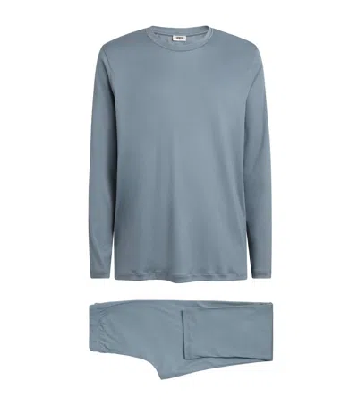 Zimmerli Sea Island Cotton Pyjama Set In Blue