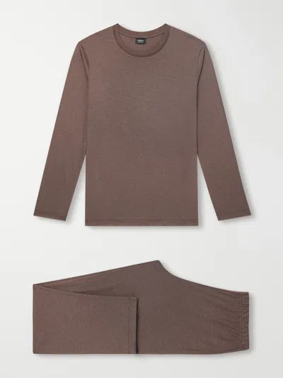 Zimmerli Sea Island Cotton-jersey Pyjama Trousers In Brown