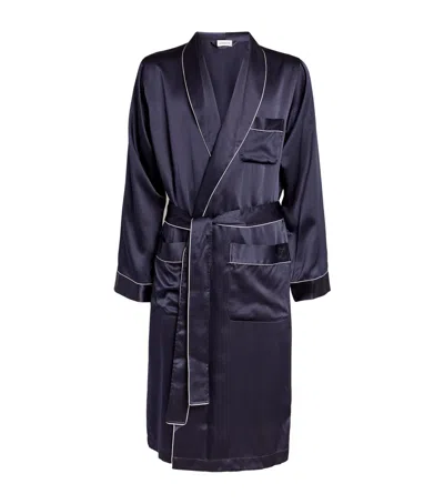 Zimmerli Silk Dressing Gown In Navy
