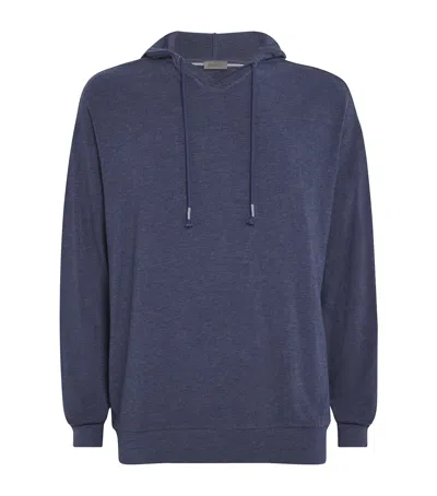 Zimmerli Soft Lounge Hoodie In Blue
