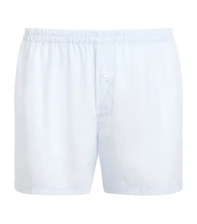 Zimmerli Stripe Sustainable Luxury Boxer Shorts In Blue