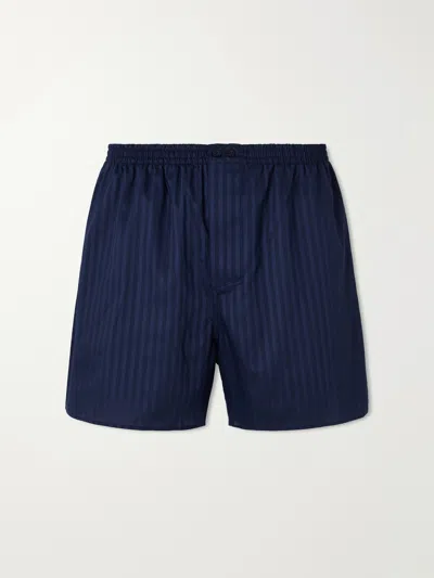Zimmerli Striped Cotton Boxer Shorts In Blue