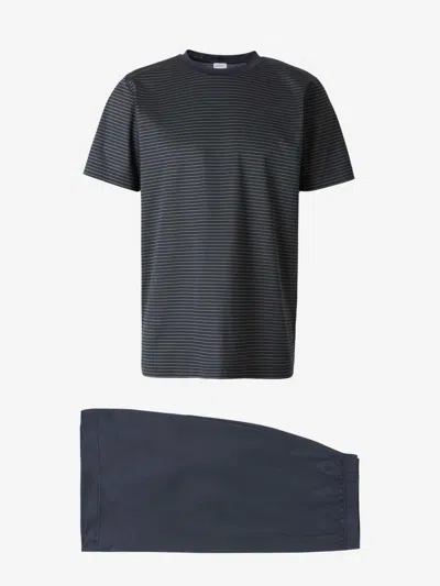 Zimmerli Striped Cotton Pajamas In Black