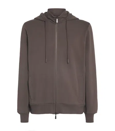 Zimmerli Winter Lounge Zip-up Hoodie In Brown