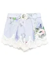 Zimmermann Womens Light Blue Floral Everley Tuck Floral-pattern Linen Shorts In Blue