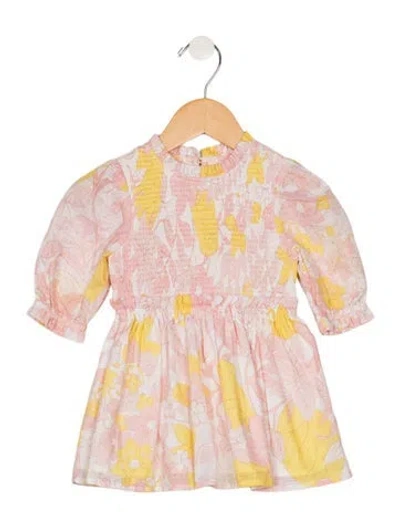 Pre-owned Zimmermann Babies' 1y Girls Floral Patterned Short Sleeve Dress W/tags In Pink/yellow