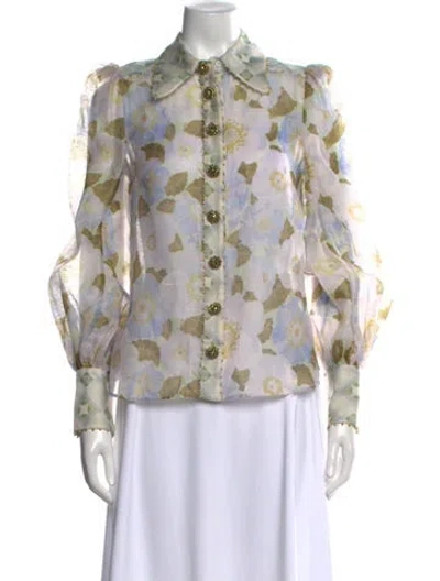 Pre-owned Zimmermann 2021 Linen Blouse In Green