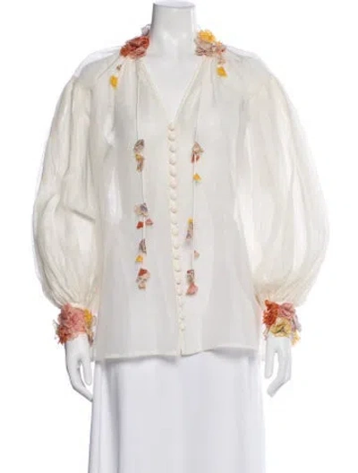 Pre-owned Zimmermann 2021 Linen Blouse In White