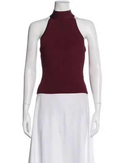Pre-owned Zimmermann 2021 Mock Neck Top In Burgundy
