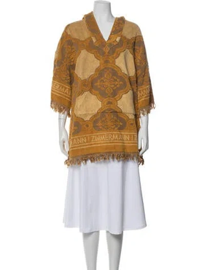 Pre-owned Zimmermann 2021 Patterned Poncho In Yellow