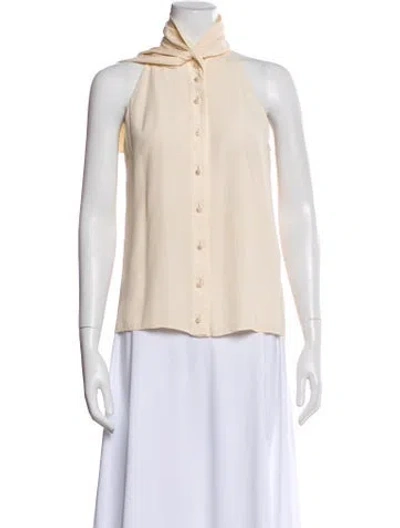 Pre-owned Zimmermann 2021 Tie Neck Blouse In Neutral