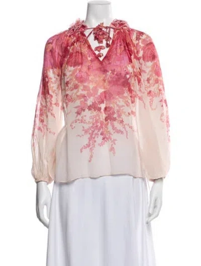 Pre-owned Zimmermann 2022 Floral Print Blouse In Pink
