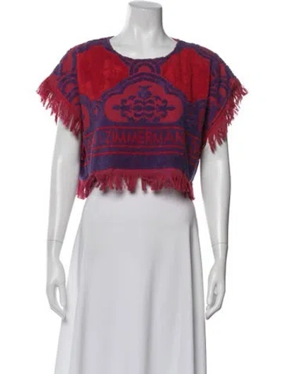 Pre-owned Zimmermann 2022 Graphic Print Crop Top In Red