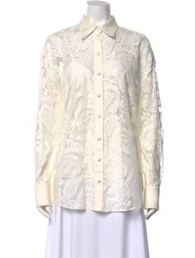 Pre-owned Zimmermann 2022 Lace Pattern Blouse In White