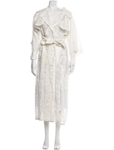 Pre-owned Zimmermann 2022 Lace Pattern Trench Coat In Neutral
