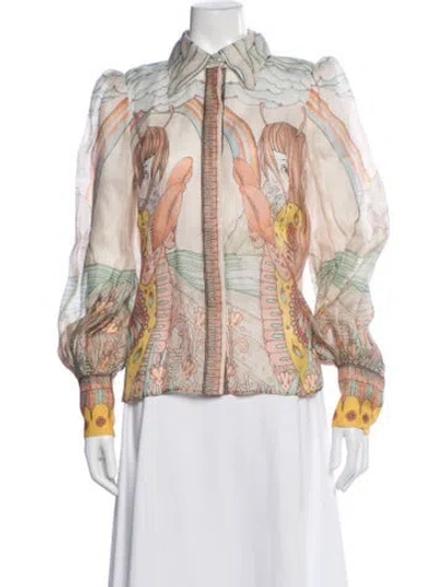 Pre-owned Zimmermann 2022 Linen Blouse In White
