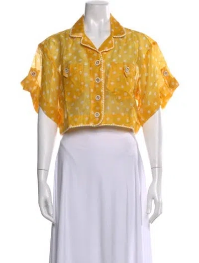 Pre-owned Zimmermann 2022 Linen Blouse In Yellow