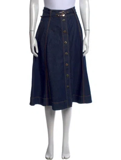 Pre-owned Zimmermann 2022 Midi Length Skirt In Blue