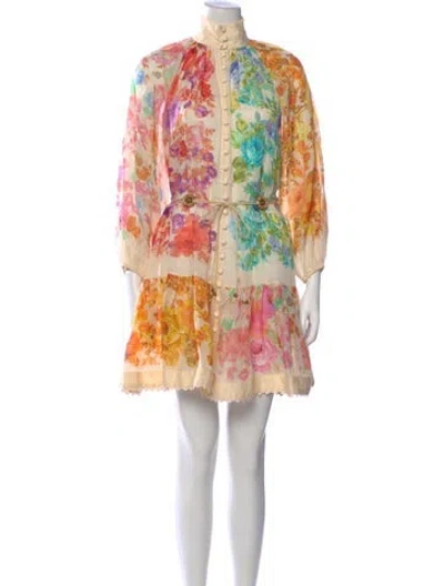 Pre-owned Zimmermann 2022 Mini Dress In Neutral