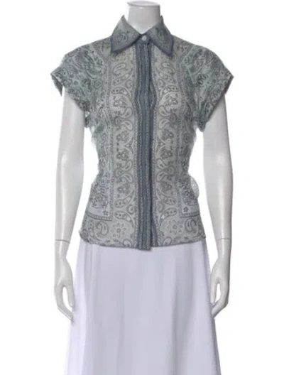 Pre-owned Zimmermann 2023 Linen Blouse In Blue