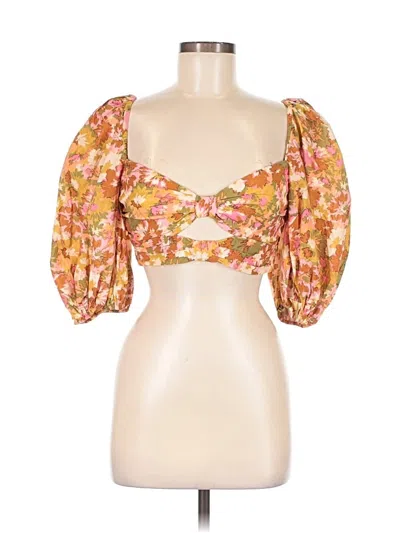 Pre-owned Zimmermann 3/4 Sleeve Blouse In Orange