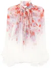 Zimmermann Crush Pleated Floral-print Crepon Blouse In Red