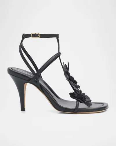 Zimmermann 85mm Belara Leather T-strap Sandals In Black