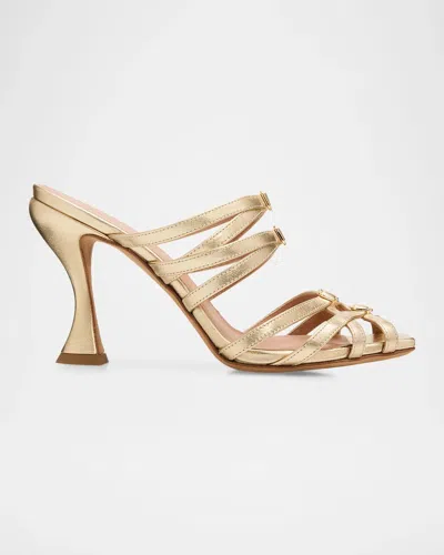 Zimmermann 85mm Solstice Metallic Leather Mules In Gold