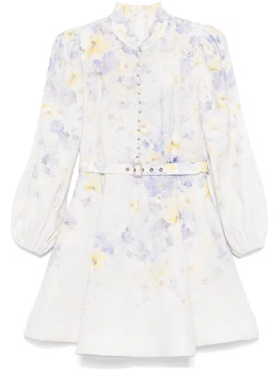 ZIMMERMANN CRUSH BUTTONED MINI DRESS,9142DR251 LIF LILAC FLORAL