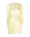Zimmermann Silk Wrap Mini Dress In Lemon In White