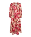 Zimmermann + Net Sustain Lexi Floral-print Linen Midi Wrap Dress In Red