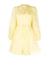 Zimmermann Floral Appliquéd Linen And Silk-blend Mini Dress In Green