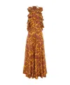 Zimmermann Ruffled Printed Silk Halterneck Maxi Dress In Brown