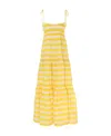Zimmermann Alight Striped Linen Midi Dress In Yellow