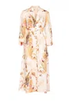 Zimmermann Womens Cream Palm Floral Ascension Plunge Linen Midi Dress In Multi