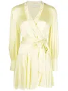 Zimmermann Long-sleeve Silk Wrap Dress In Lemon