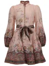 Zimmermann Womens Pink Paisley Alchemy Belted Floral-print Linen Mini Dress Xxs In Multi