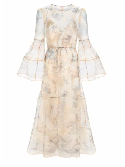 Zimmermann Abito Da Sera "rebellion Lantern" In Brown