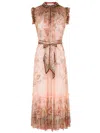Zimmermann Alchemy Belted Paisley-print Chiffon Midi Dress In Brown