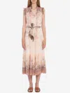 Zimmermann Alchemy Belted Paisley-print Chiffon Midi Dress In Pink