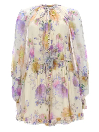 Zimmermann Abito "luna Ruffle" In Multi