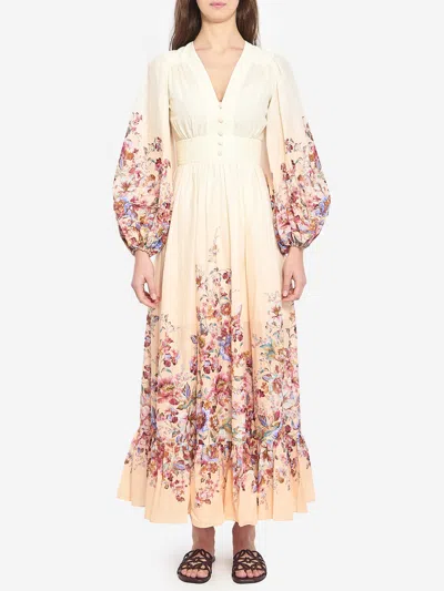 Zimmermann Awaken Plunge Maxi Dress With Separate Slip Clothing In Multi