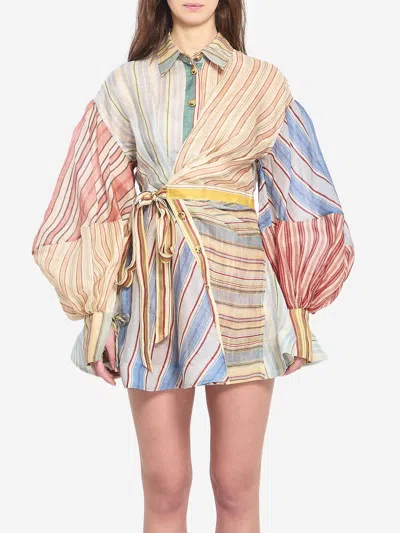 Zimmermann Rebellion Striped Mini Dress In Multi