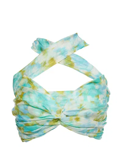 Pre-owned Zimmermann Abstract-print Crop Top In Green