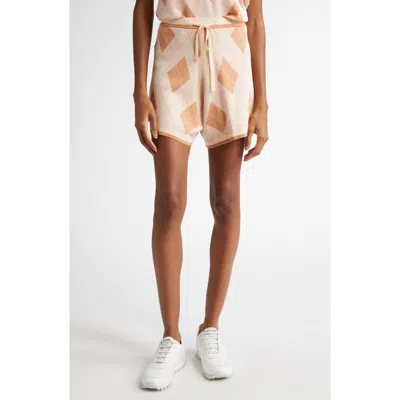 Zimmermann Acacia Argyle Piqué Knit Shorts In Pink Argyle