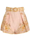 Zimmermann Acacia Linen Shorts In Pink