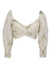 Zimmermann Acacia Birds-print Cropped Blouse In White