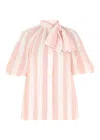 Zimmermann Acacia Blouson Shirt Pink Cream Stripe In Multi